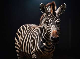 Fototapeta na wymiar Zebra's Solitude in Darkness