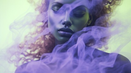 Fototapeta premium A woman enveloped by ethereal liquid smoke