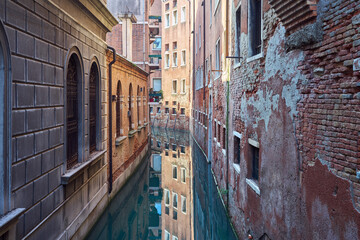 Morning view of a canal in Venice, Italy