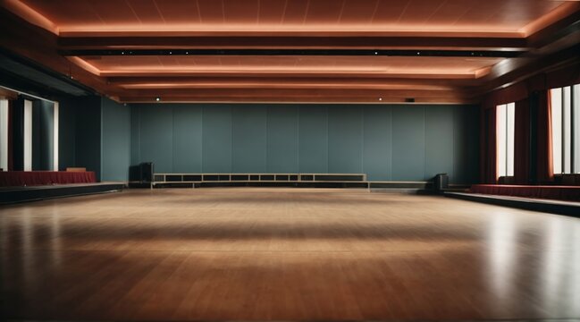 An empty competition dance floor for event or dance training advertising. Generative AI.