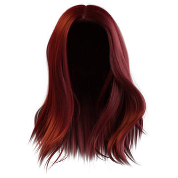 3D rendered red straight hair 