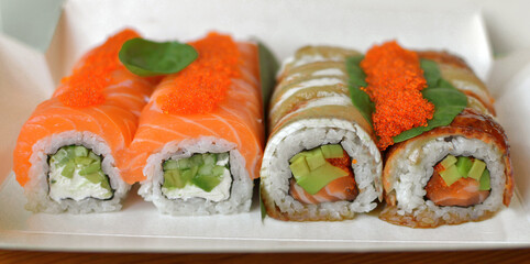 Appetizing rolls close up