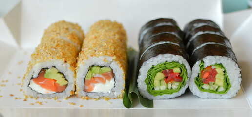 Appetizing rolls close up