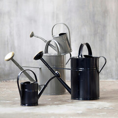 set of watering cans for gardening