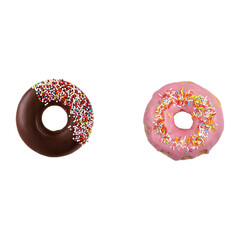 Sweet donuts isolated on transparent background.suitable for food element scenes project.