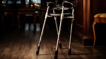 Close Up of a Walker on a Wooden Floor