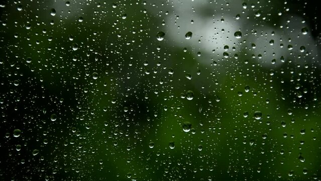 4K footage of rain drops on the window