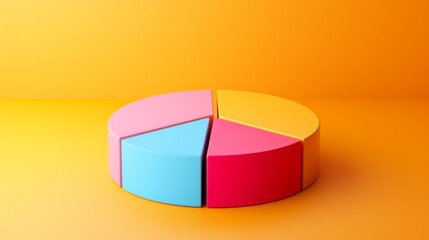 Obraz premium 3d pie chart isolated on orange background. 3d render illustration - Generative AI
