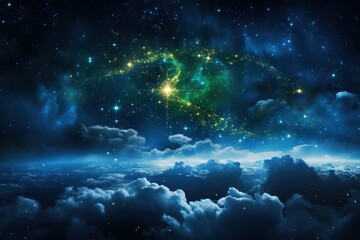 Naklejka na ściany i meble Cosmic vista of nebulae and stars offering a breathtaking snapshot of the universe