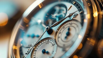 Fototapeta premium Elegant wristwatch close-up, capturing the fine details and craftsmanship in celebration of National Watch Day