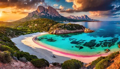 Fototapeten Incredible pink sand beach on Budelli Island, Maddalena Archipelago, Sardinia, Italy  © blackdiamond67