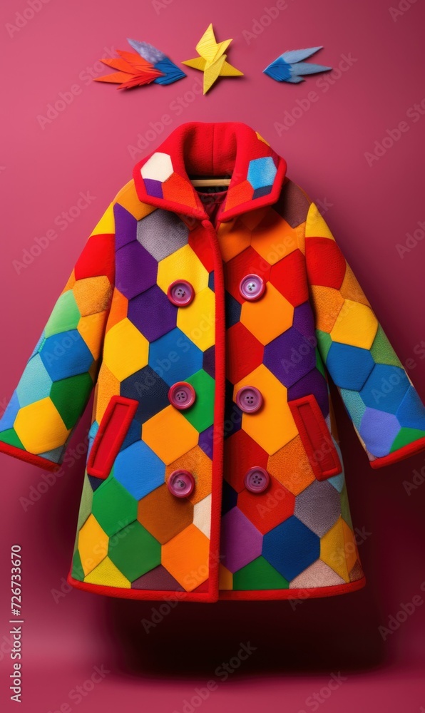 Aufkleber a vibrant coat with colorful geometric patterns. generative ai.