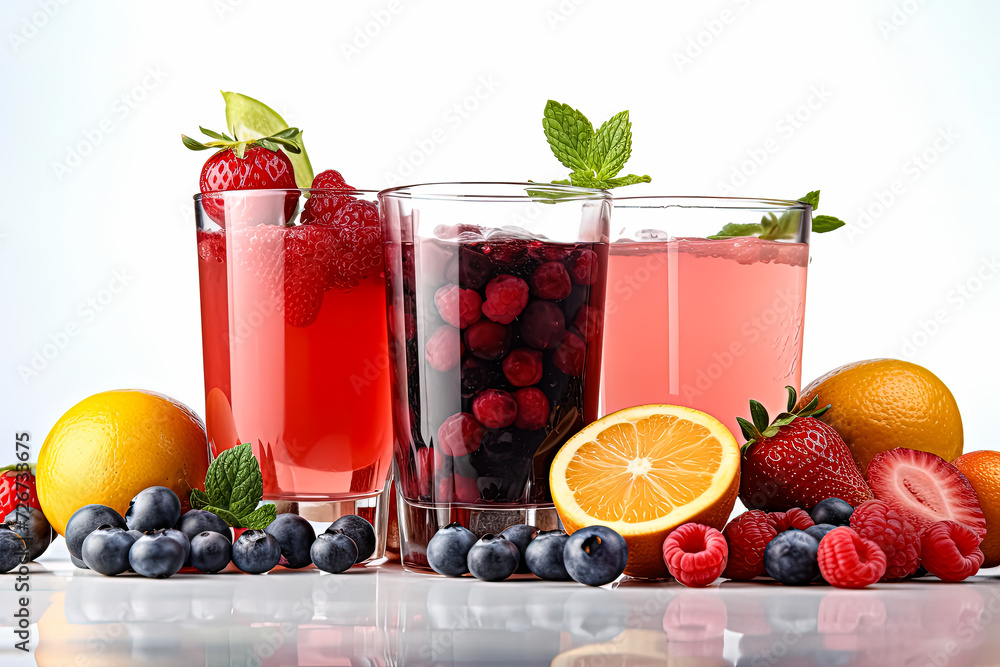 Aufkleber quench your thirst with a refreshing set of multicolored summer drinks, an enticing array of vibrant
