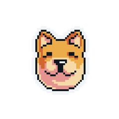 Fototapeta premium Shibu Inu - Cute Kawaii Cartoon Pixel Art Dog Icon Vector