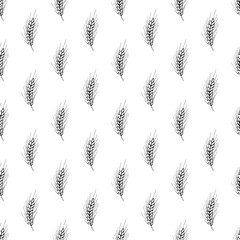 Seamless pattern with wheat doodle for decorative print, wrapping paper, greeting cards, wallpaper and fabric