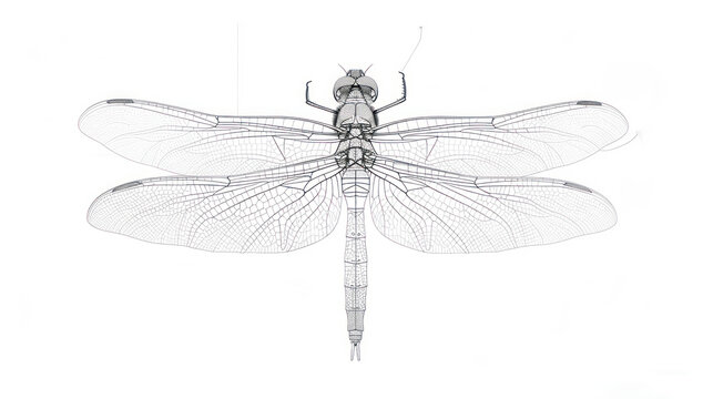  a drawing of a dragonfly sitting on top of a piece of paper with a pencil drawing of it's wings.