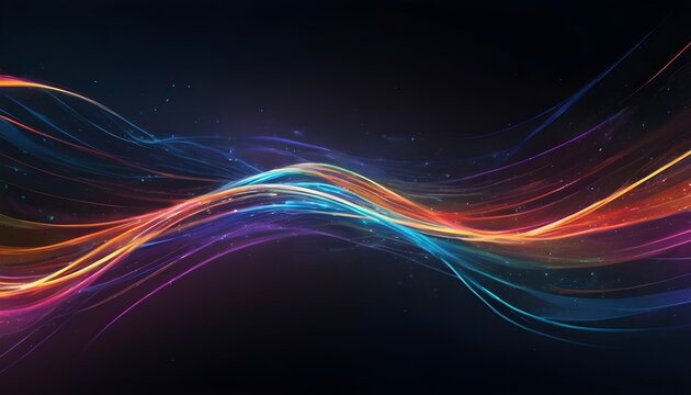 Many light streaks, colored wave, in the style of movement and spontaneity captured, dark teal and light red, light black and yellow background.

