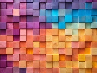 Colorful wooden block board art