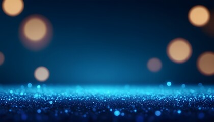 Fototapeta premium Glitter light blue particles stage and light shine abstract background. Flickering particles with bokeh effect. Blue glow particle abstract bokeh background; Generative AI