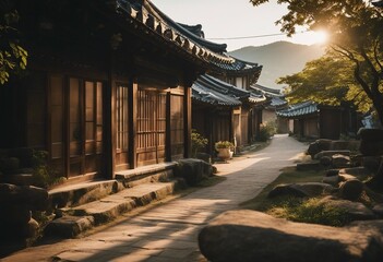 Old Korean houses and dramatic light