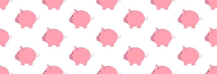 Piggy bank on a white background. Seamless pattern.