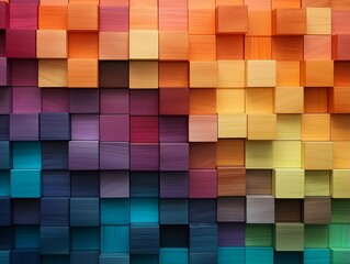Colorful wooden block board art