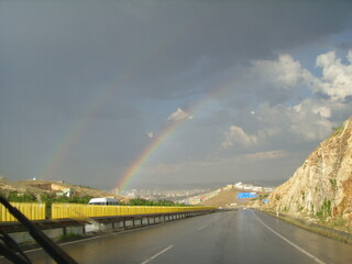 rainbow over the highway