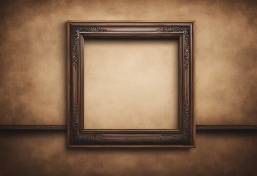 Blank wood frame with an old rustic vintage paper Artwork template