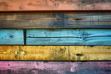Colorful pastel wood planks texture background or Vintage colorful wooden background