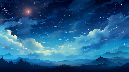 Mysterious star themed gradient background with countless twinkling stars