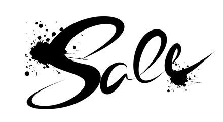 Black sale brushstrokes lettering. Hand drawing letter for banners
