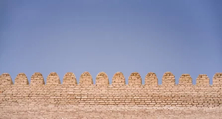 Fotobehang Ark Citadel with brick fortress walls in the ancient city of Bukhara in Uzbekistan on a warm summer sunny day, a stone fort © Denis