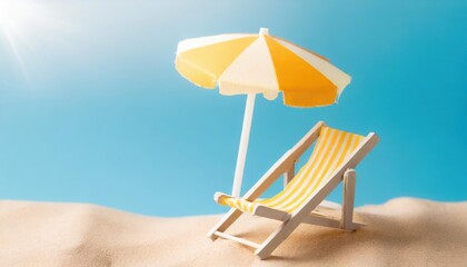 Summer beach concept, chair with ring floating and pineapple on blue background. 