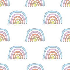 Seamless pattern with rainbow doodle for decorative print, wrapping paper, greeting cards, wallpaper and fabric