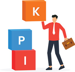 KPI, Key Performance Indicator and project goal or business idea concept,
