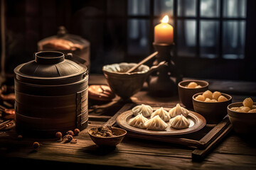 Indulge in the savory delight of Wang Mandu Pyanse, steamed pies brimming with a delectable medley of vegetables and succulent meat. A taste of Korean perfection.
