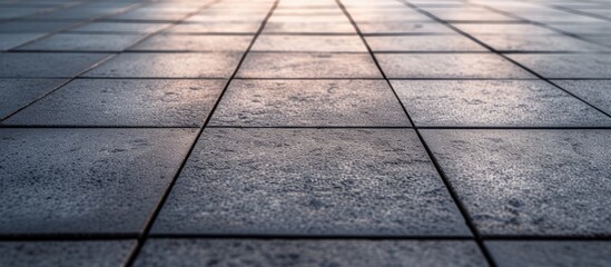 Monotonous perspective in tiled pavement texture.