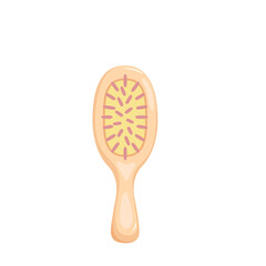 Cute baby round comb. Simple cartoon isolated vector icon.