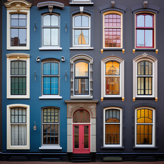 An assortment of window types in Amsterdam