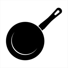  Cooking pan sign  in top view. Frying pan black icon. Vector illustration isolated on white background.