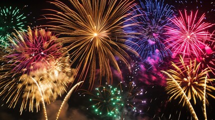 Colorful fireworks illuminating the night sky in celebration of Georgia Independence Day