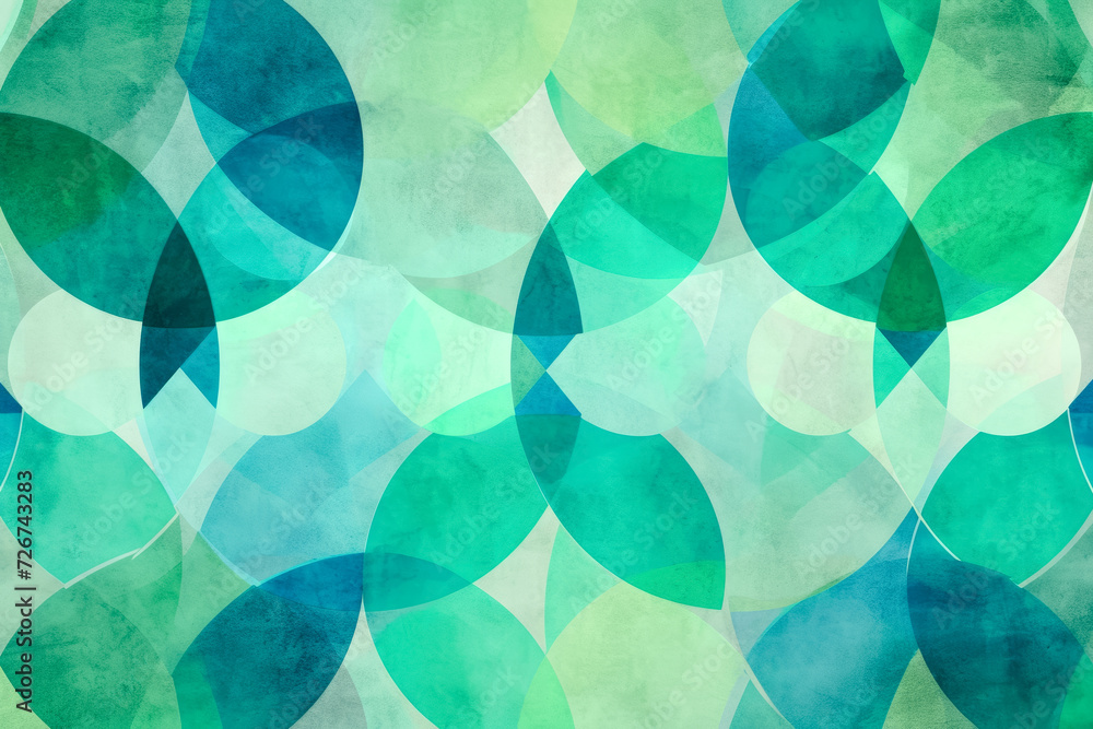 Poster background with a pattern of overlapping circles in shades of green and blue