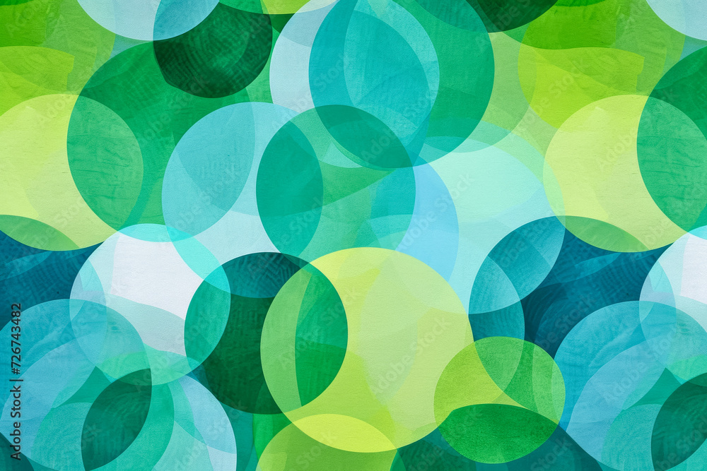 Poster background with a pattern of overlapping circles in shades of green and blue