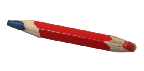 Close up old wooden crayon isolated on white 