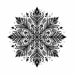 snowflake winter season vector art black ink solid