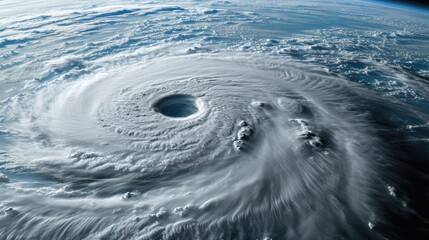 Fototapeta na wymiar Hurricane Florence over Atlantics. Satellite view. Super typhoon over the ocean. The eye of the hurricane. The atmospheric cyclone