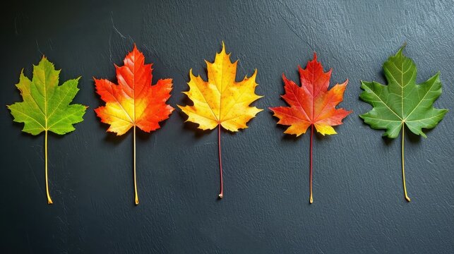 Autumn Maple leaf transition and variation concept for fall and change of season