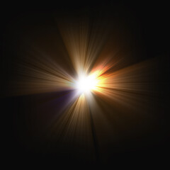 glow star burst flare explosion light effect on black background