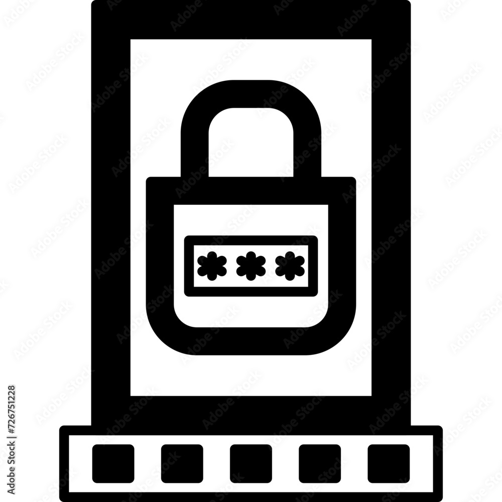 Sticker password lock icon