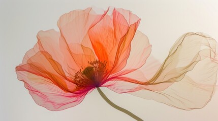  a close up of a red flower on a white background with a blurry image of a flower in the background.